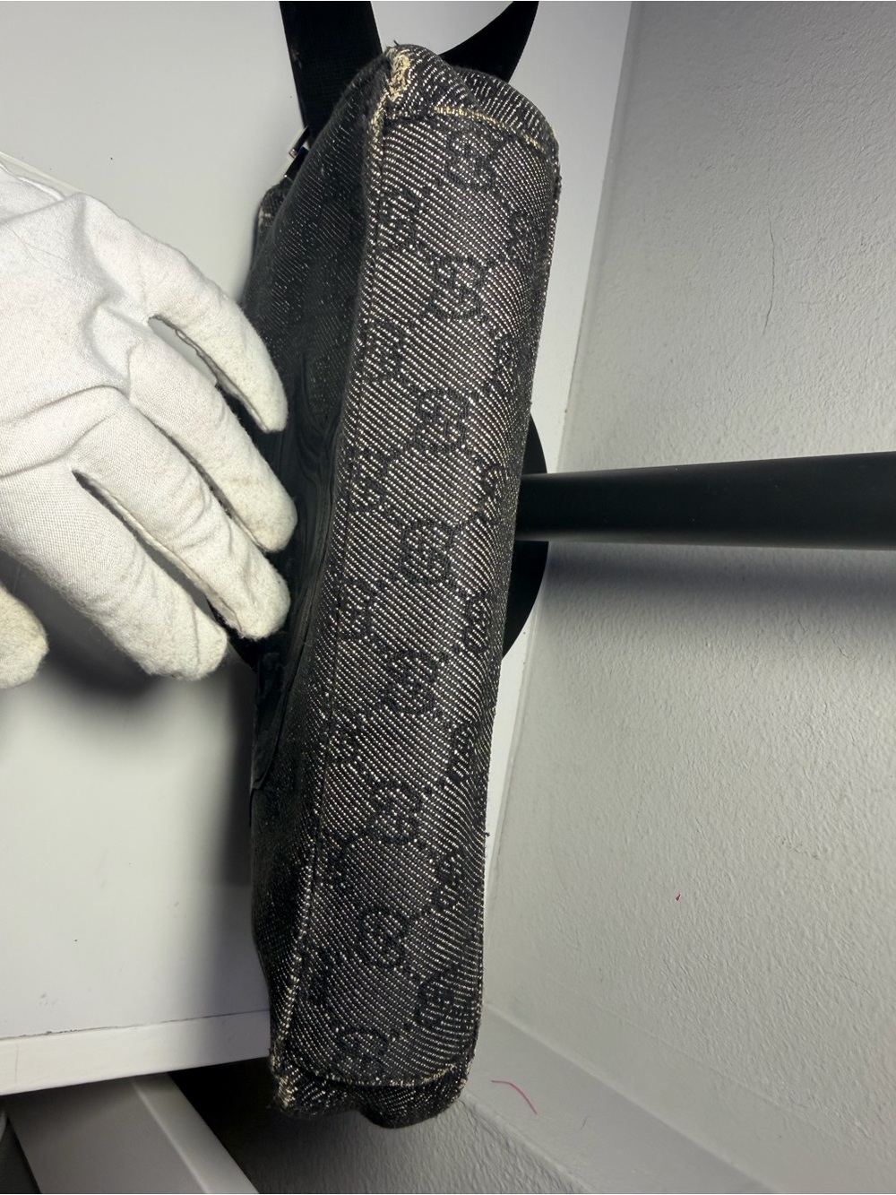 Gucci Black Denim Adjustable Strap Bag with Silver Hardware and COA - Picture 12 of 16